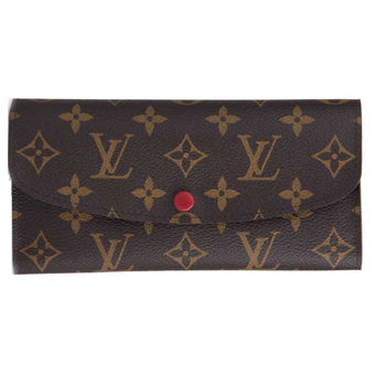 LV ヴィトン 財布 コピー モノグラム M60136 ポルトフォイユ エミリー 長財布 ダークブラウン＆ルージュ